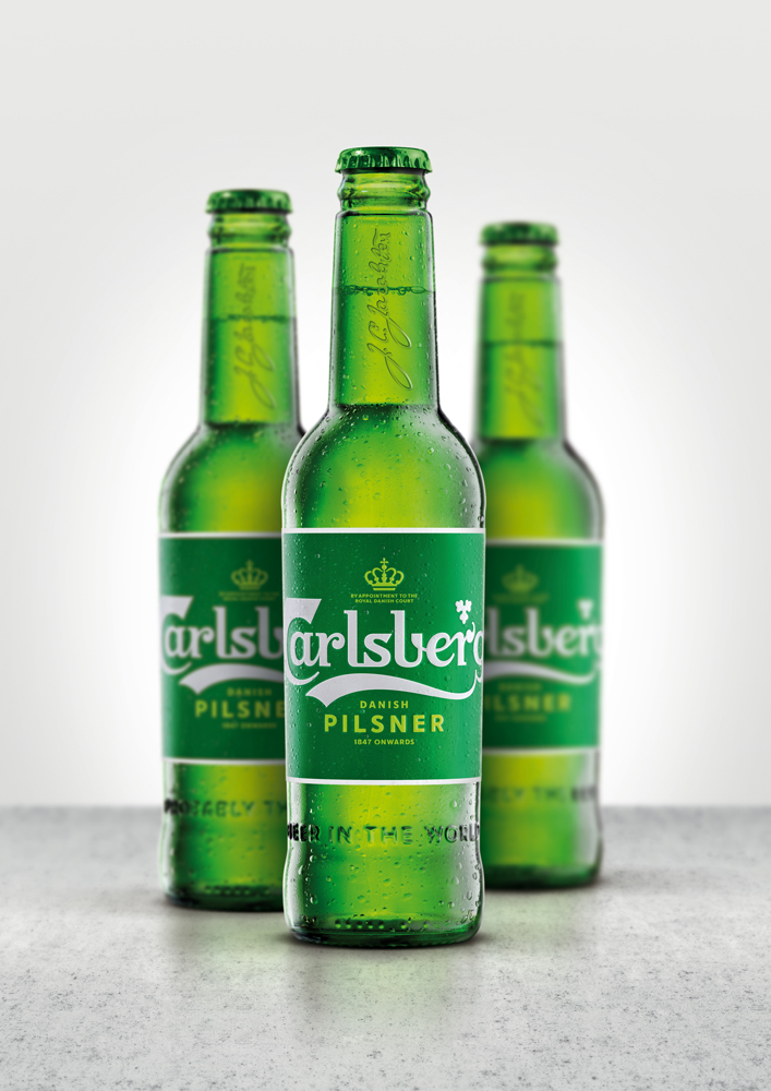 Carlsberg rebrand Bottle design and glass